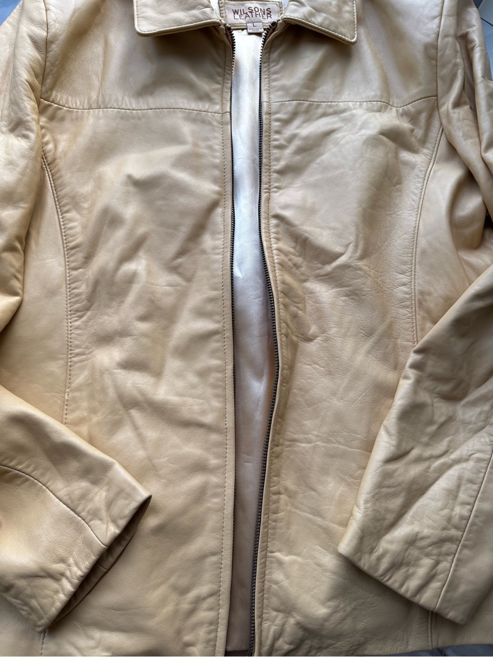 Wilsons Leather Mustard Yellow Zip Collar Jacket - Picture 3 of 7